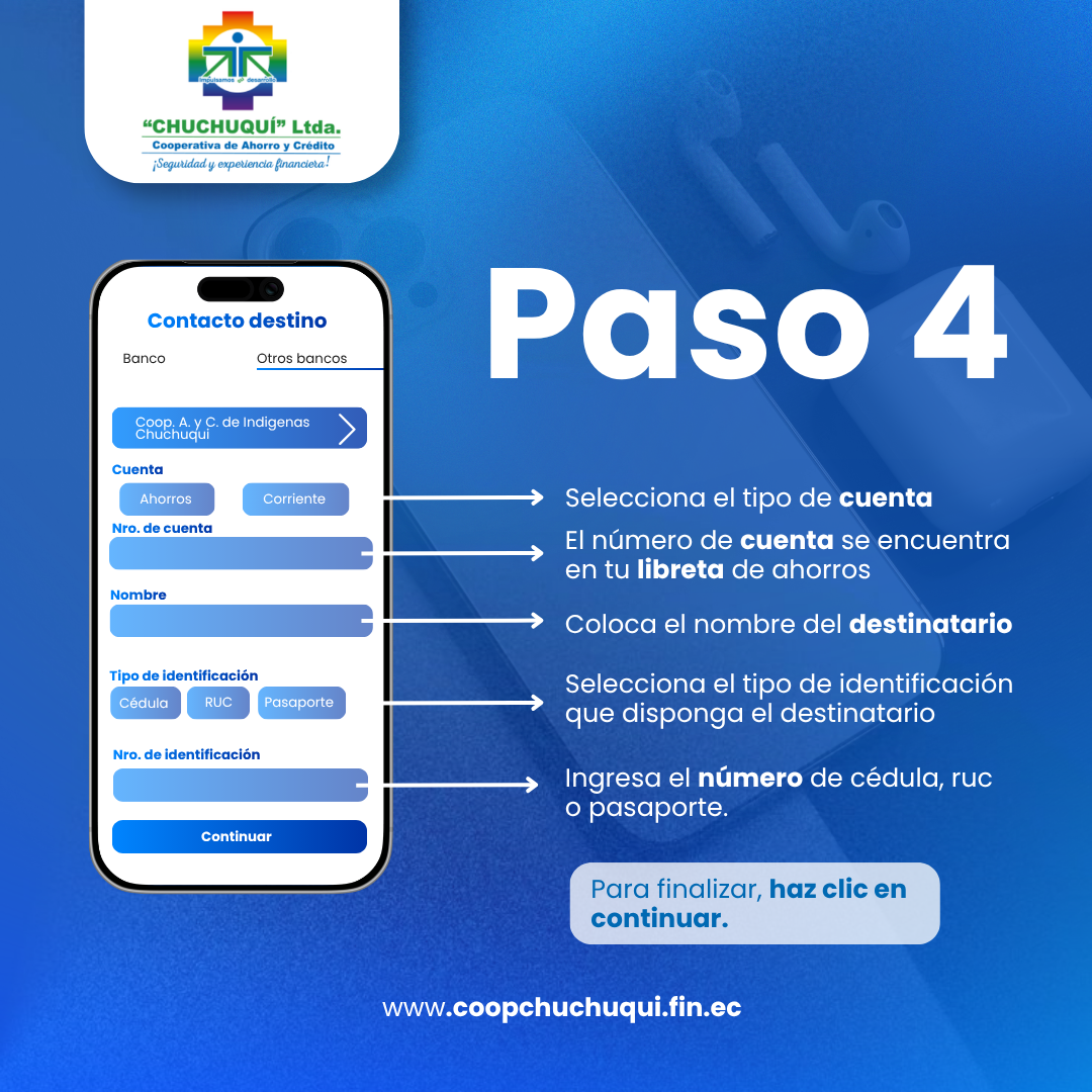 Paso 4: Registrar datos del destinatario